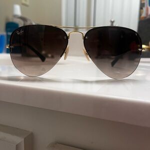 Ray-Ban Gold Frame Sunglasses with Black Lenses